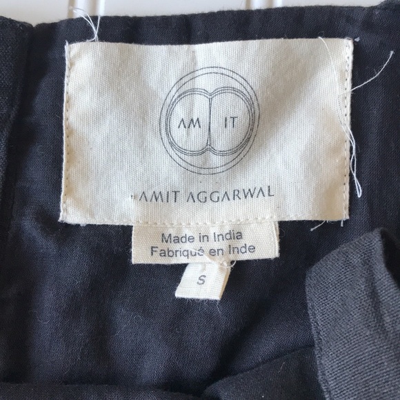 Anthropologie Amit aggarwal black top button back strap linen Olivia - Picture 9 of 13